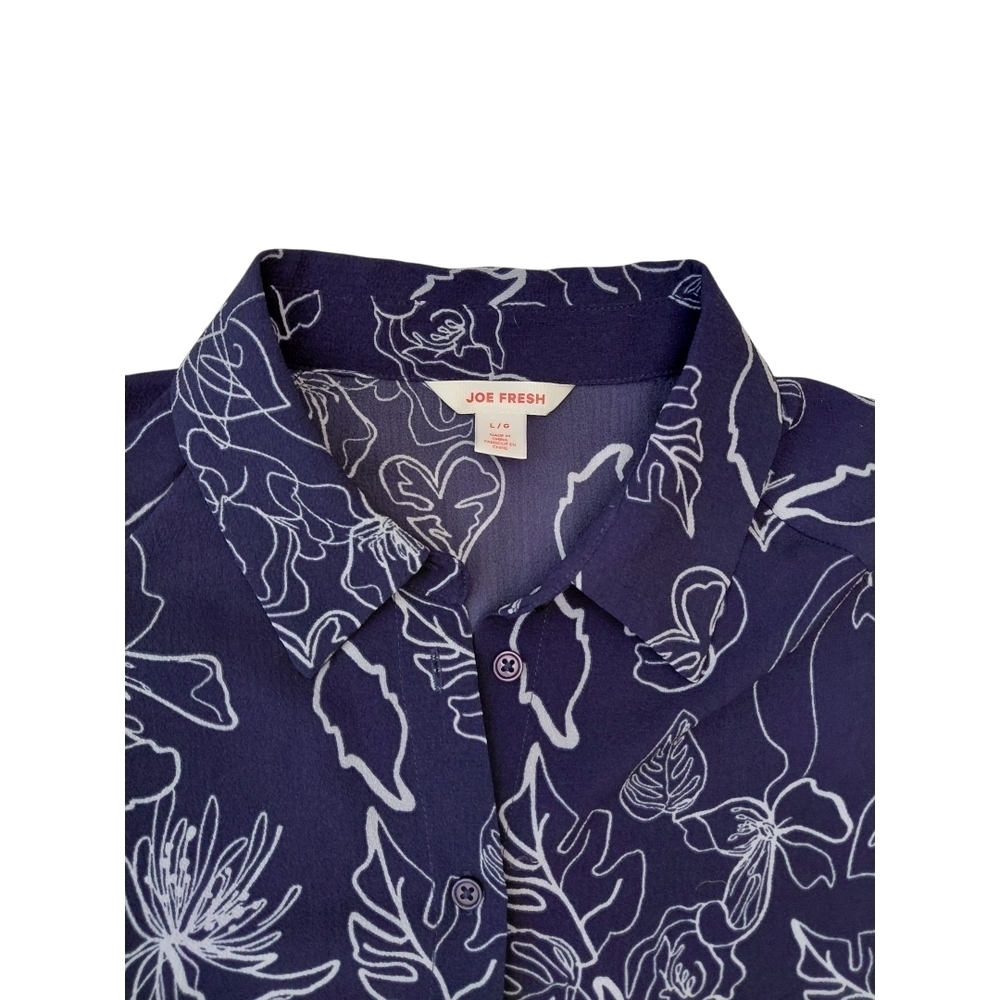 Joe Fresh Blue and White Patterned Blouse - Picture 4 of 5